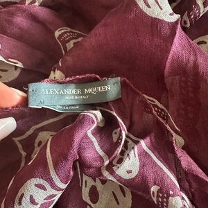 Alexander McQueen Wine Red and Ivory Skull Scarf